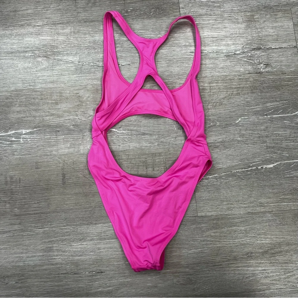 SKIMS Hot Pink Cutout One-Piece Swimsuit